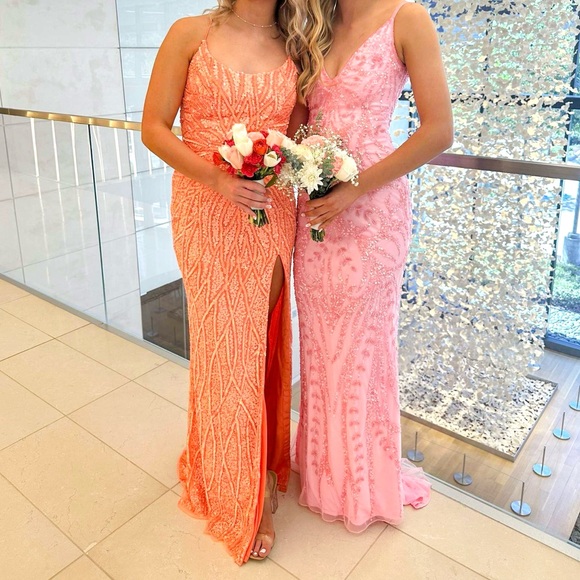 Light pink beaded prom dress worn once! - Picture 2 of 3